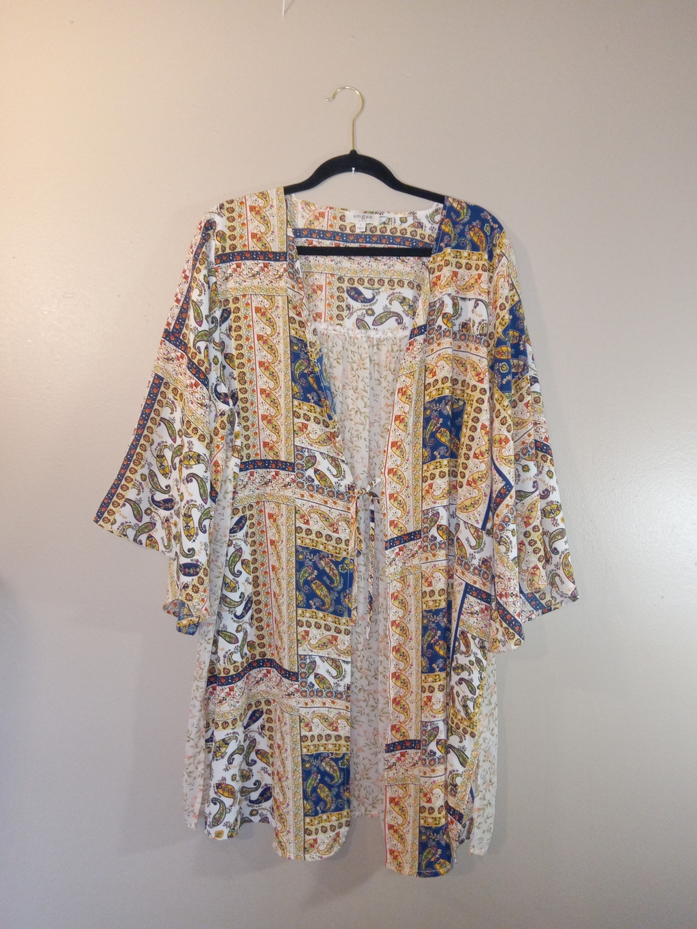 Umgee Multicolor Paisley Kimono Wrap - Blue, Yellow, Cream